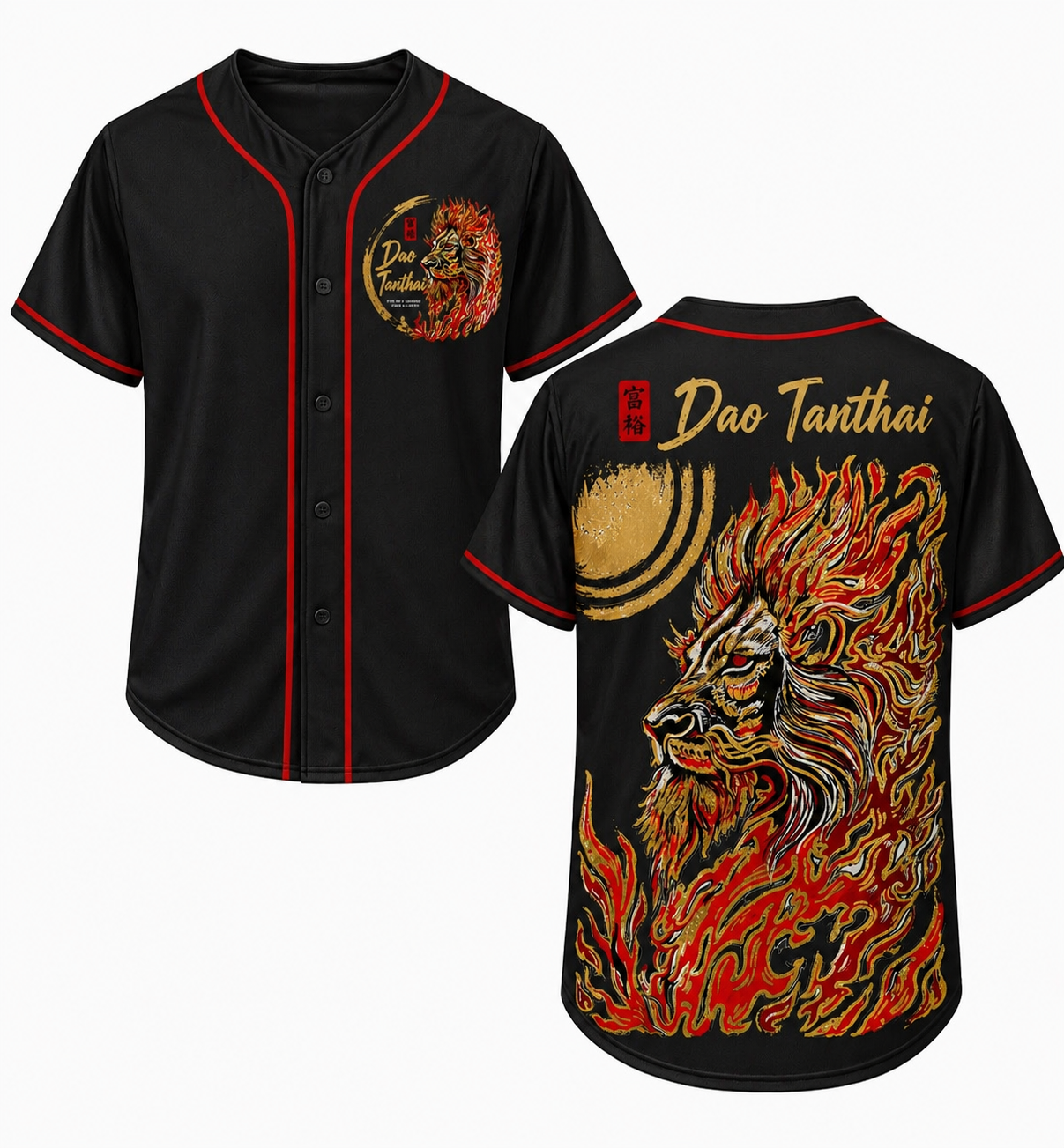 Dao Tanthai Flame Spirit Baseball Shirt (Short Sleeves) – Black